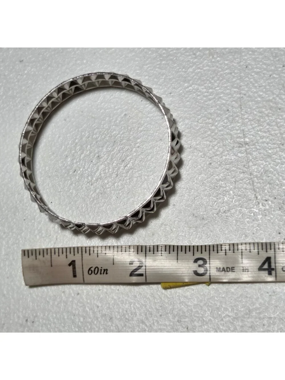 Pyramid Studded Bangle Bracelet Silver Tone Metal Punk Rocker Y2K Fashion Women